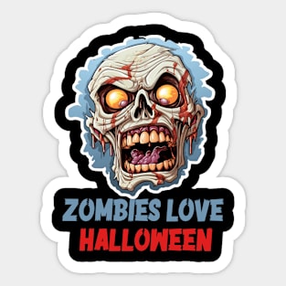 Zombies Love Halloween Sticker